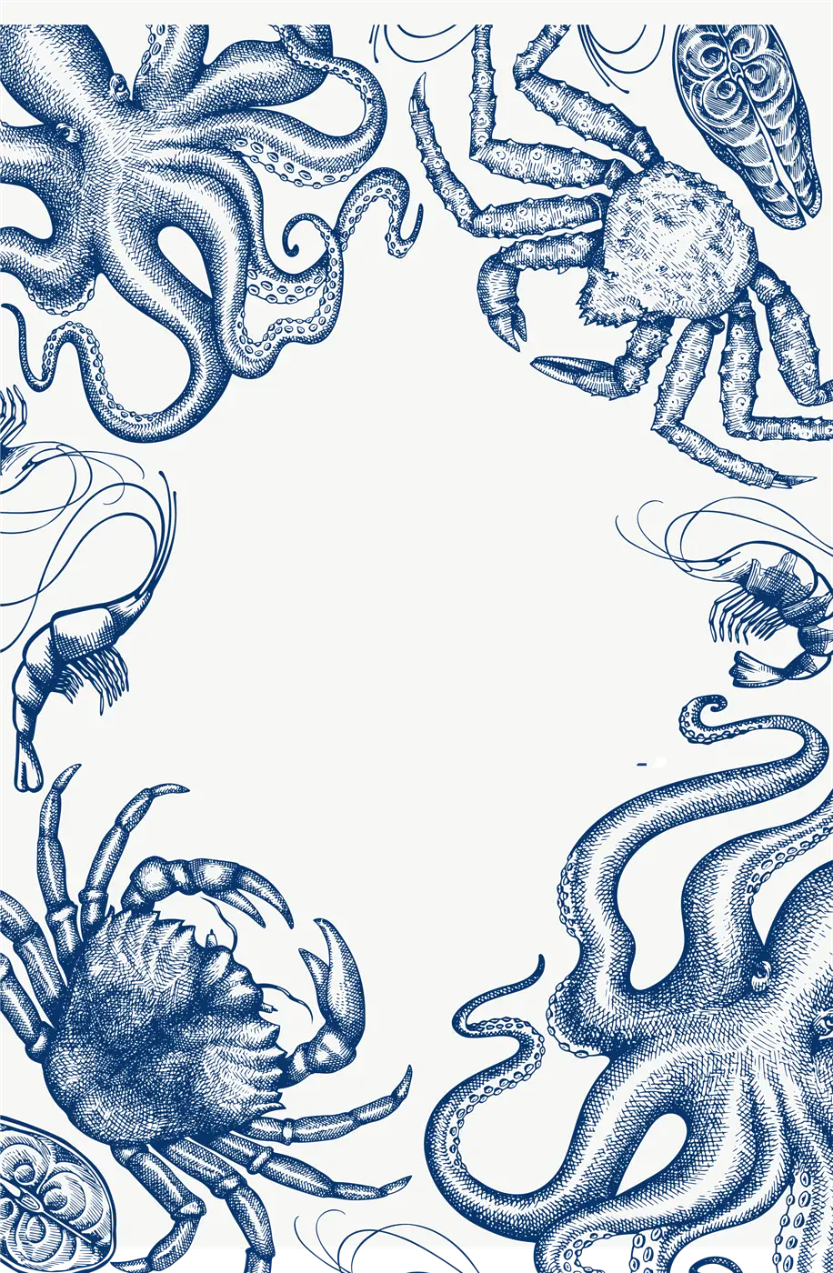 Seafood illustration for Papaioannou Fish Meze